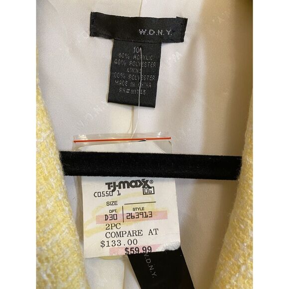 W.D.N.Y Women's Yellow White Tweed Fringed Blazer Jacket Size 10, MSRP $133 - Picture 8 of 14